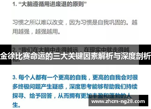 金徐比赛命运的三大关键因素解析与深度剖析