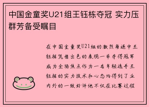 中国金童奖U21组王钰栋夺冠 实力压群芳备受瞩目 中国金童奖U21组王钰栋夺冠 实力压群芳备受瞩目